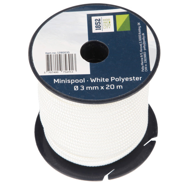 1852 Minirulle hvid Polyester Ø3mm x 20m
