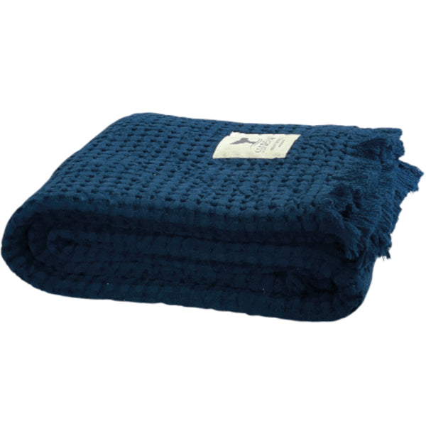 MB SEA &SALT Badehåndklæder vaflet Navy 180 x 100 cm