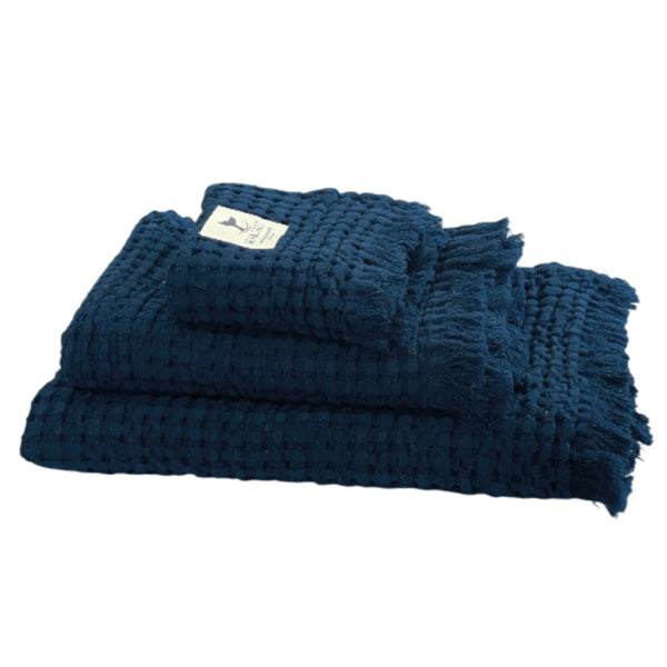 MB SEA &SALT Håndklæder Vaflet Navy 3 stk 30x50 - 50x100 - 70x140 cm