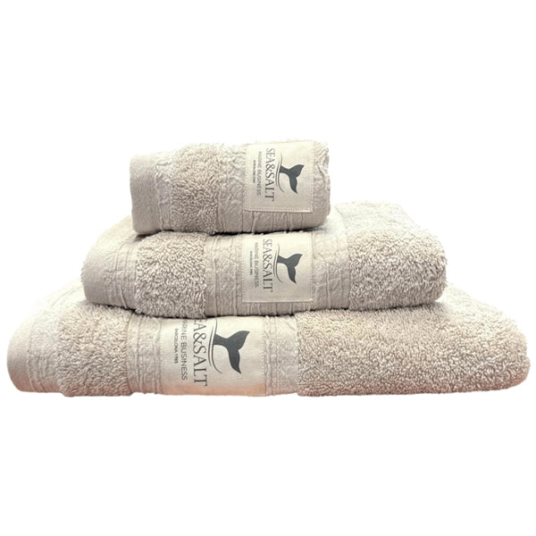 MB SEA &SALT Håndklæder Frotté Beige 3 stk 30x50 - 50x100 - 70x140 cm